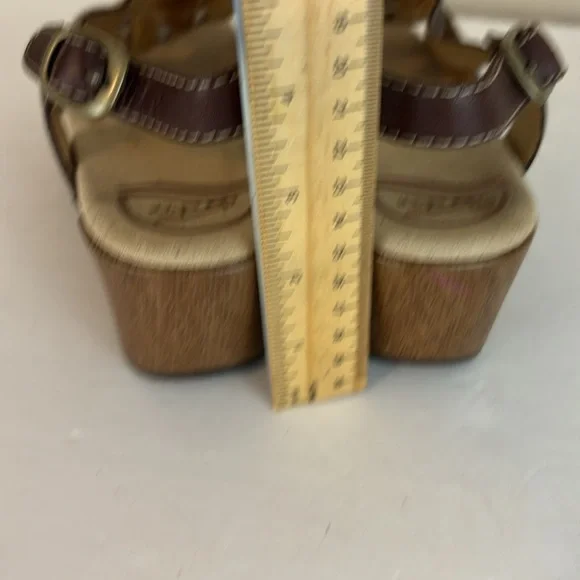 Dansko Sigrid Brown Leather Wedge Sandals Back Strap Size 36 - Picture 14 of 16